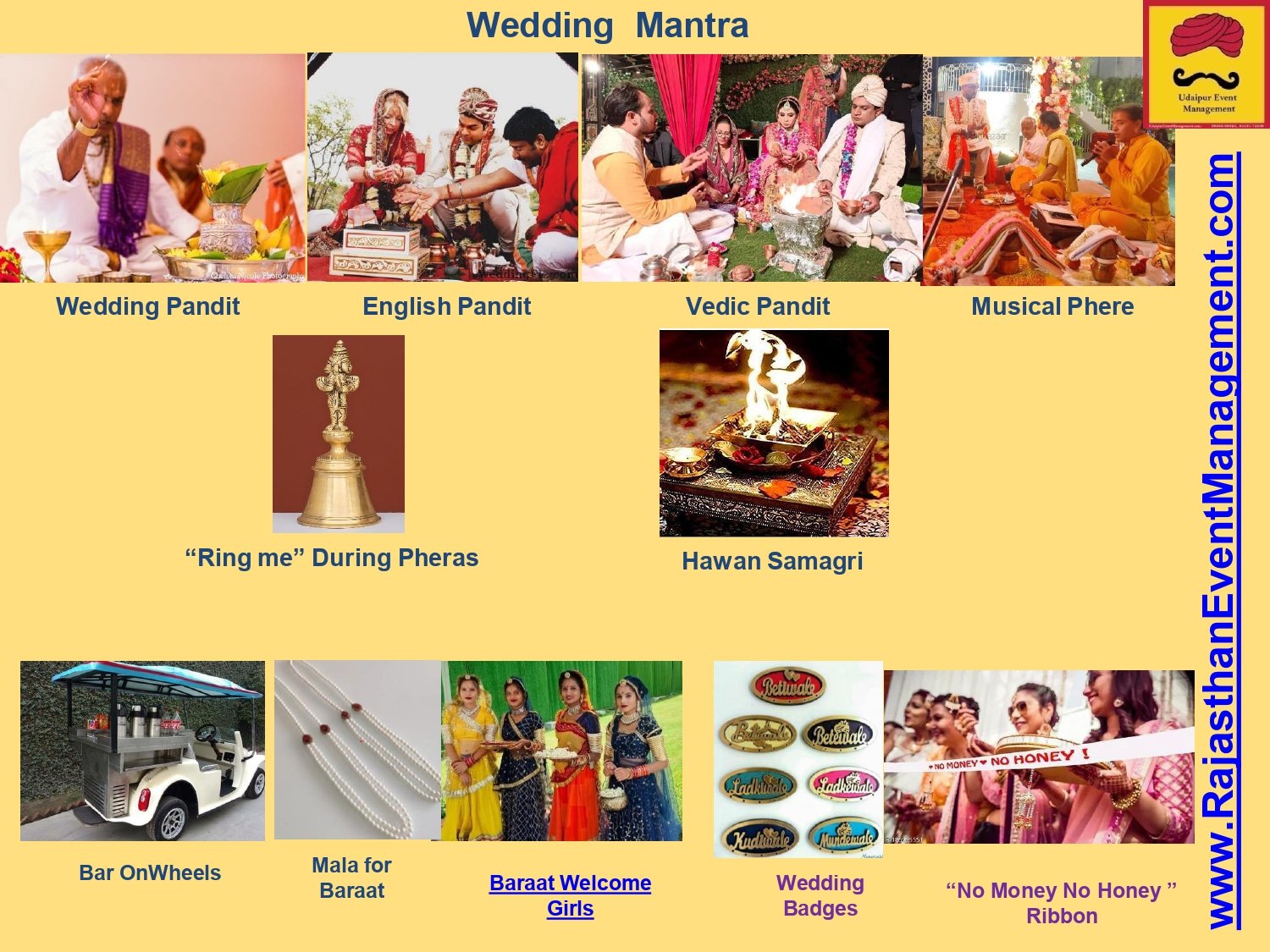 Wedding Pandit, Hawan, Mala, Bar on Wheels & Badges
